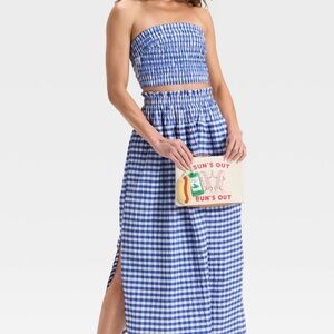 Smocked Tube Top  With Matching A Line Skirt Universal Thread™ Blue Gingham M